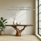 Handcrafted Solid Wood Tree Console Table with Natural Live Edge Design for Modern Homes - view 3 of 5