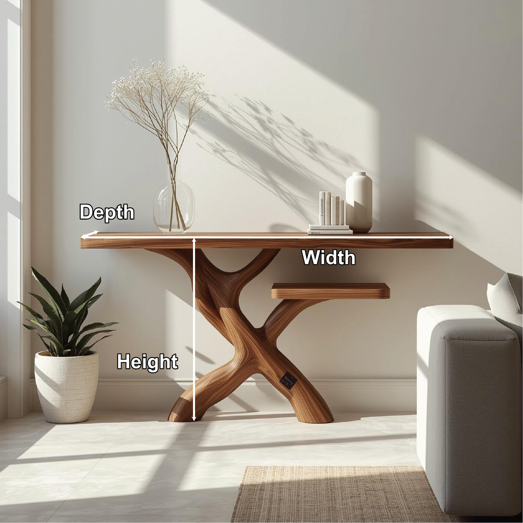 Handcrafted Solid Wood Console Table with Modern Branch-Inspired Base and Minimalist Design - view 2 of 5