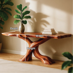 Handcrafted Solid Wood Tree Console Table with Twisted Base Design for Natural Modern Interiors - view 2 of 5
