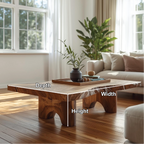 Handcrafted Solid Wood Coffee Table with Live Edge Top and Sculpted Block Legs Design - view 2 of 5