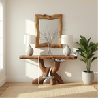 Handcrafted Solid Wood Console Table with Artistic Curved Base and Natural Live Edge Design - view 2 of 5