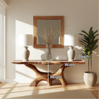 Handcrafted Solid Wood Console Table with Natural Live Edge and Organic Sculptural Base - view 2 of 5