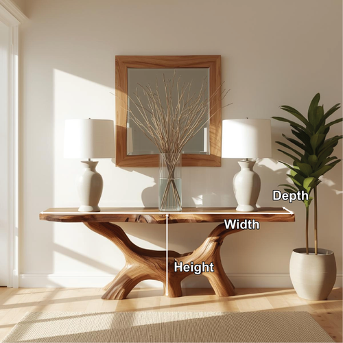 Handcrafted Solid Wood Console Table with Natural Live Edge and Organic Sculptural Base - view 2 of 5