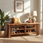 Handcrafted Solid Wood Entryway Bench with Live Edge Top and Multi-Tier Shoe Storage Shelves - view 2 of 5