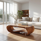 Handcrafted Solid Wood Coffee Table with Modern Curved Design and Natural Smooth Finish - view 2 of 5