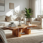 Handcrafted Solid Wood Coffee Table with Live Edge Design and Minimalist Block Base - view 2 of 5