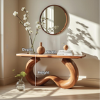 Handcrafted Solid Wood Console Table with Artistic Curved Base and Modern Minimalist Design - view 2 of 5
