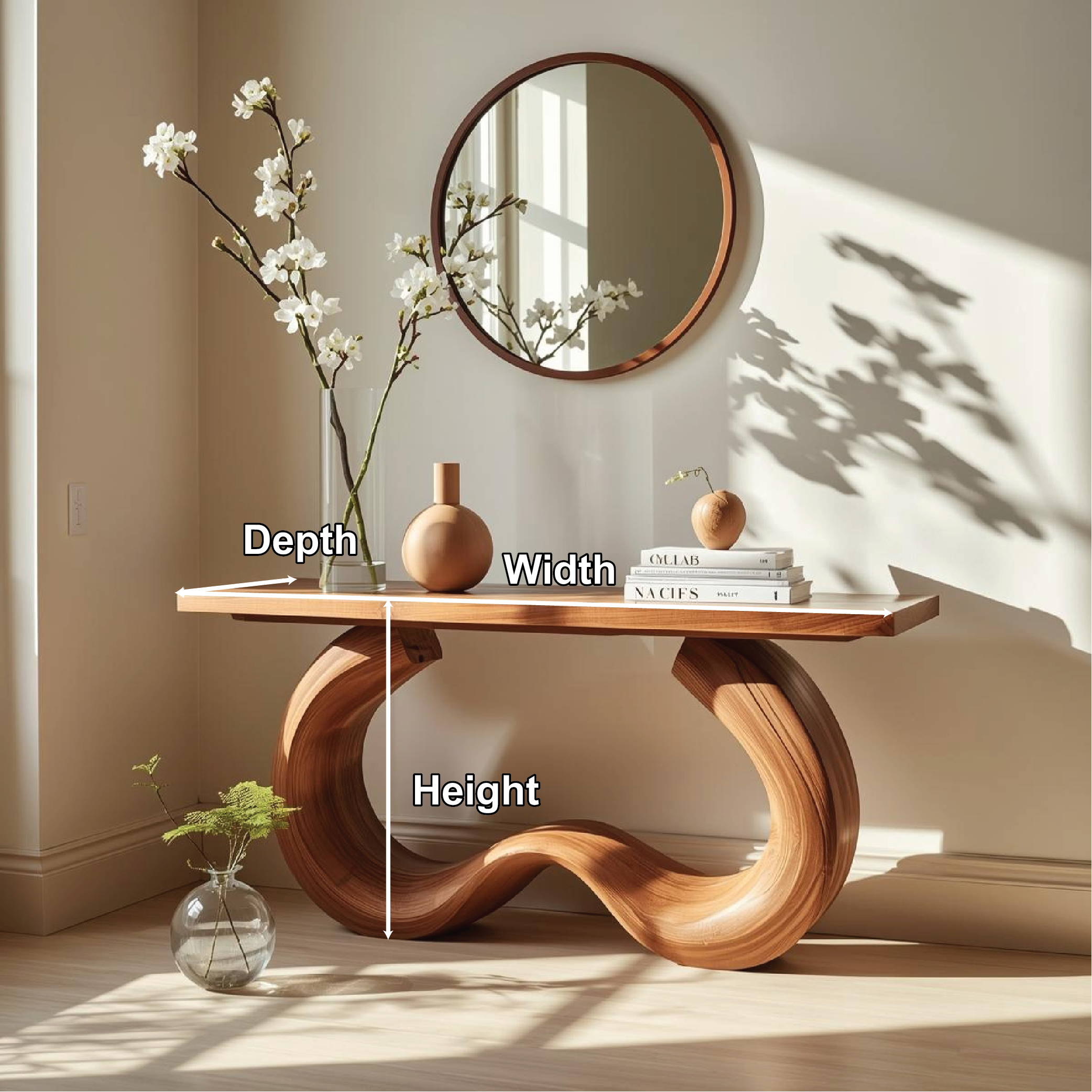 Handcrafted Solid Wood Console Table with Artistic Curved Base and Modern Minimalist Design - view 2 of 5