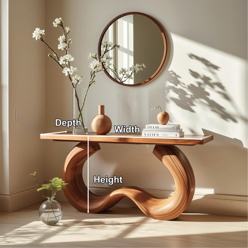 Handcrafted Solid Wood Console Table with Artistic Curved Base and Modern Minimalist Design - view 2 of 5
