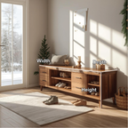 Handcrafted Solid Wood Entryway Bench with Storage Drawers and Live Edge Rustic Design - view 2 of 5