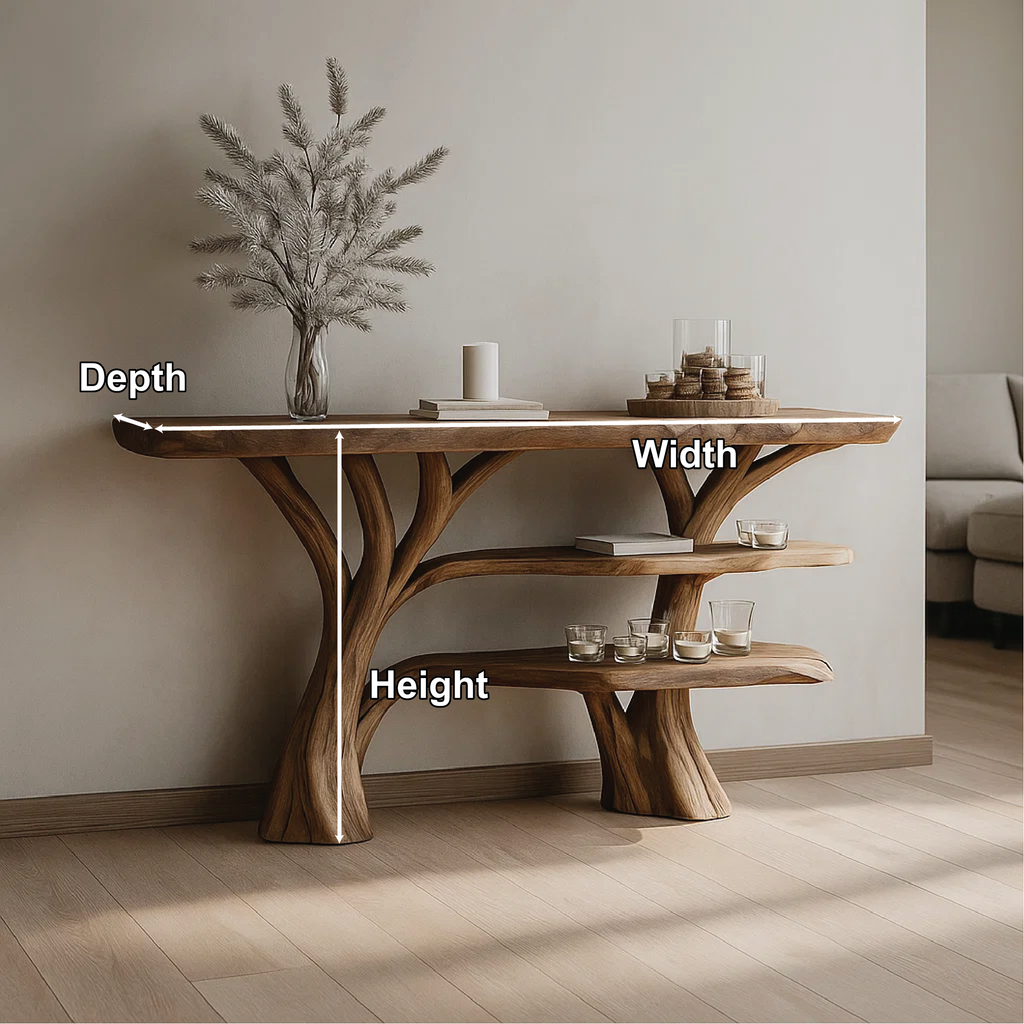 Handcrafted Solid Wood Tree Console Table with Multi-Tier Organic Design for Modern Interiors - view 3 of 5