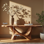 Handcrafted Solid Wood Console Table with Sculptural Organic Base and Live Edge Natural Finish - view 2 of 5