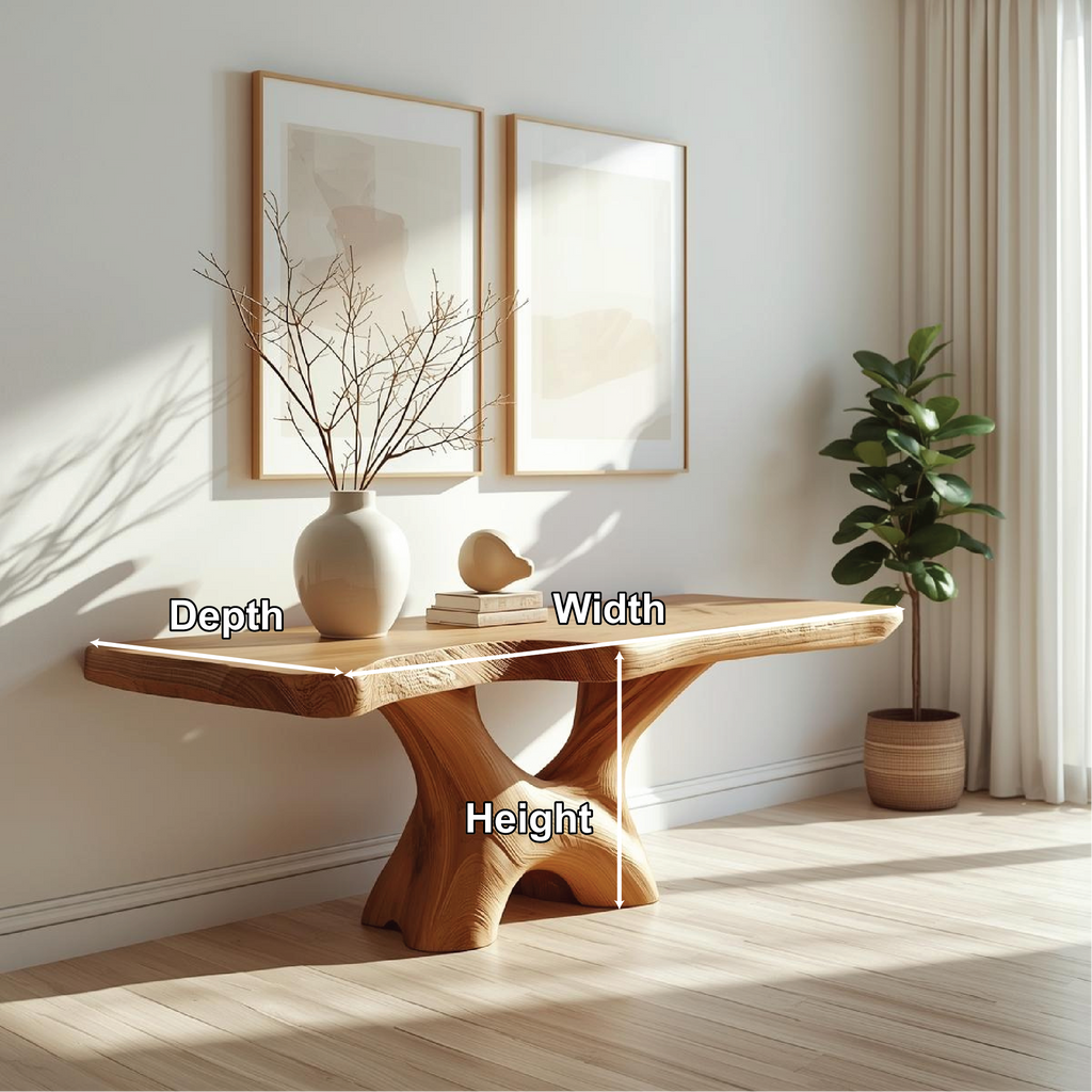Handcrafted Solid Wood Console Table with Sculptural Base and Natural Grain Live Edge Design - view 2 of 5