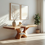 Handcrafted Solid Wood Console Table with Sculptural Base and Natural Grain Live Edge Design - view 2 of 5