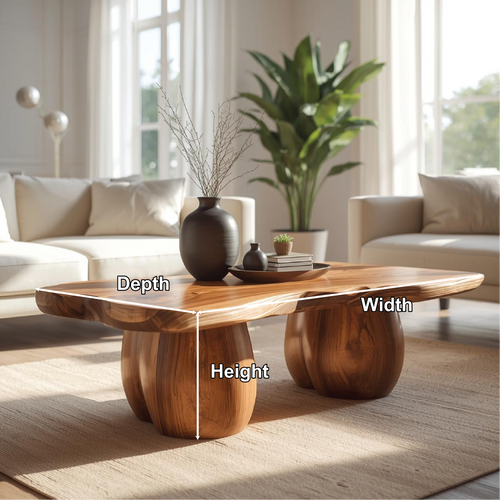 Handcrafted Solid Wood Coffee Table with Organic Curved Legs and Natural Live Edge Design - view 2 of 5