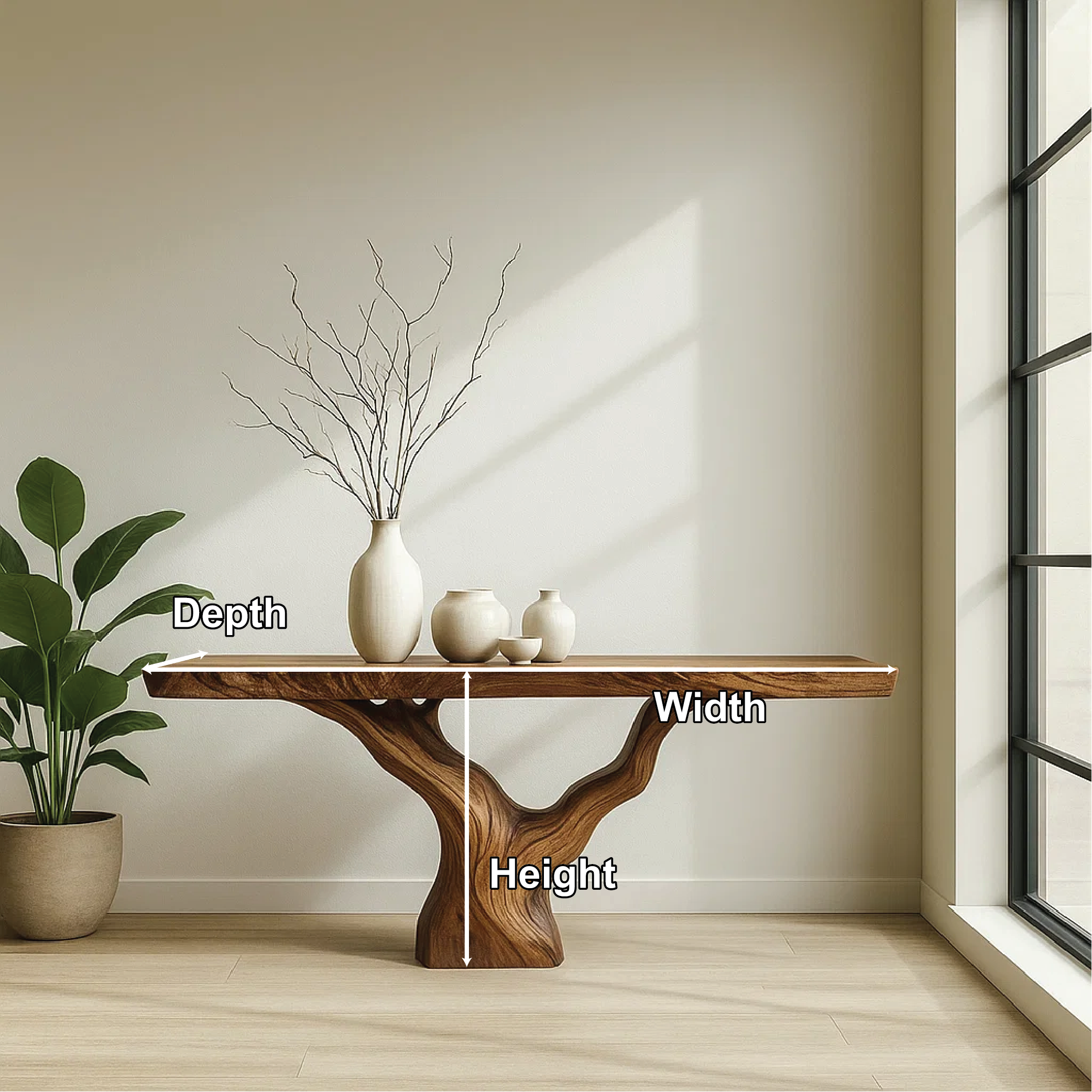 Handcrafted Solid Wood Tree Console Table with Natural Live Edge Design for Modern Homes - view 2 of 5