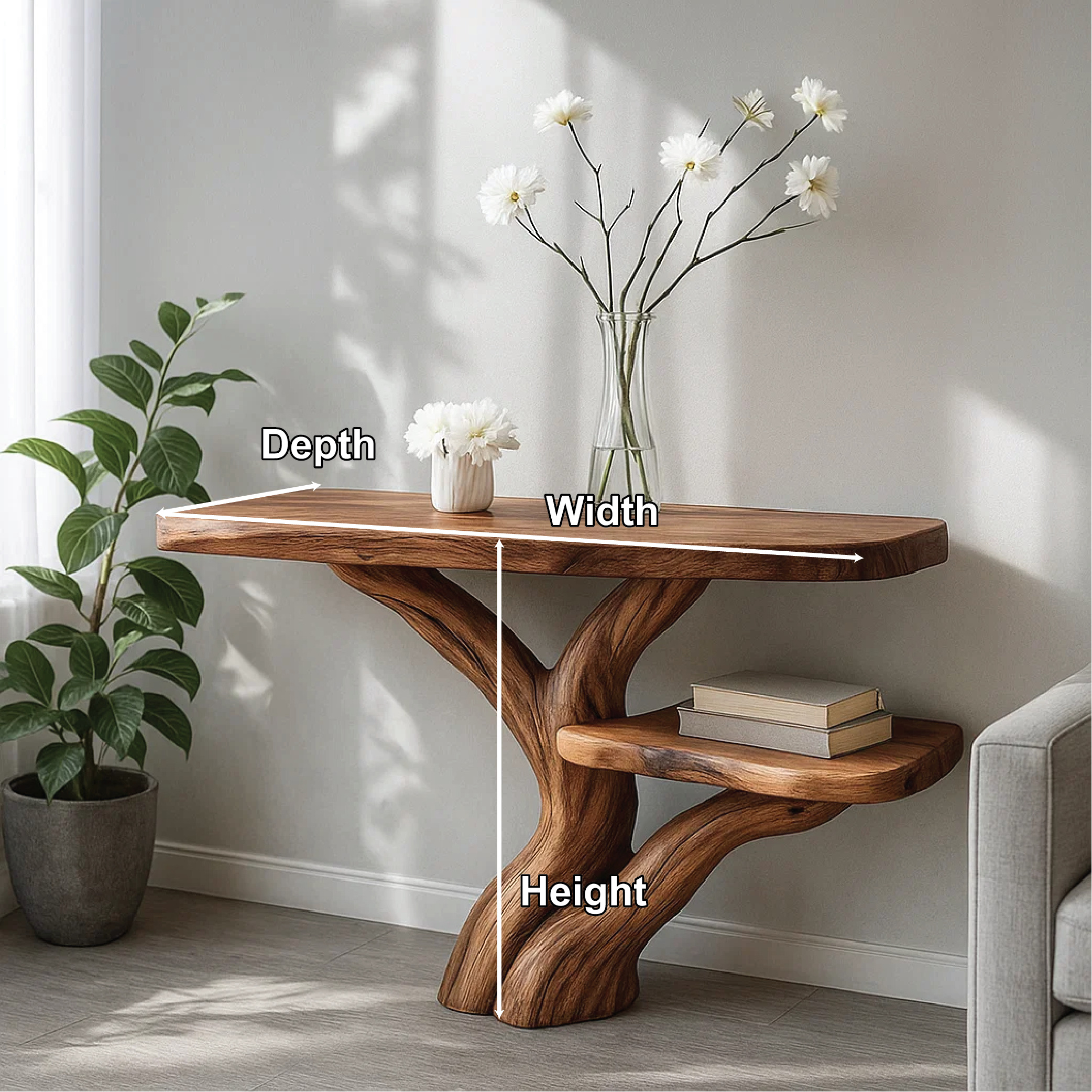 Handcrafted Solid Wood Tree Console Table with Organic Branch Design for Modern Natural Spaces - view 3 of 5