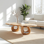 Handcrafted Solid Wood Coffee Table with Artistic Circular Base and Natural Smooth Finish - view 2 of 5