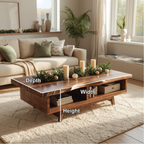 Handcrafted Solid Wood Coffee Table with Live Edge Top and Open Storage for Cozy Living Rooms - view 2 of 5