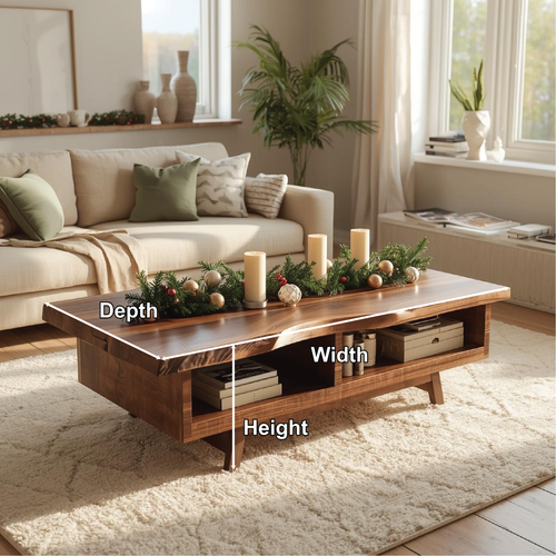 Handcrafted Solid Wood Coffee Table with Live Edge Top and Open Storage for Cozy Living Rooms - view 2 of 5