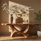 Handcrafted Solid Wood Console Table with Sculptural Organic Base and Live Edge Natural Finish - view 4 of 5