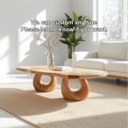 Handcrafted Solid Wood Coffee Table with Artistic Circular Base and Natural Smooth Finish - view 4 of 5