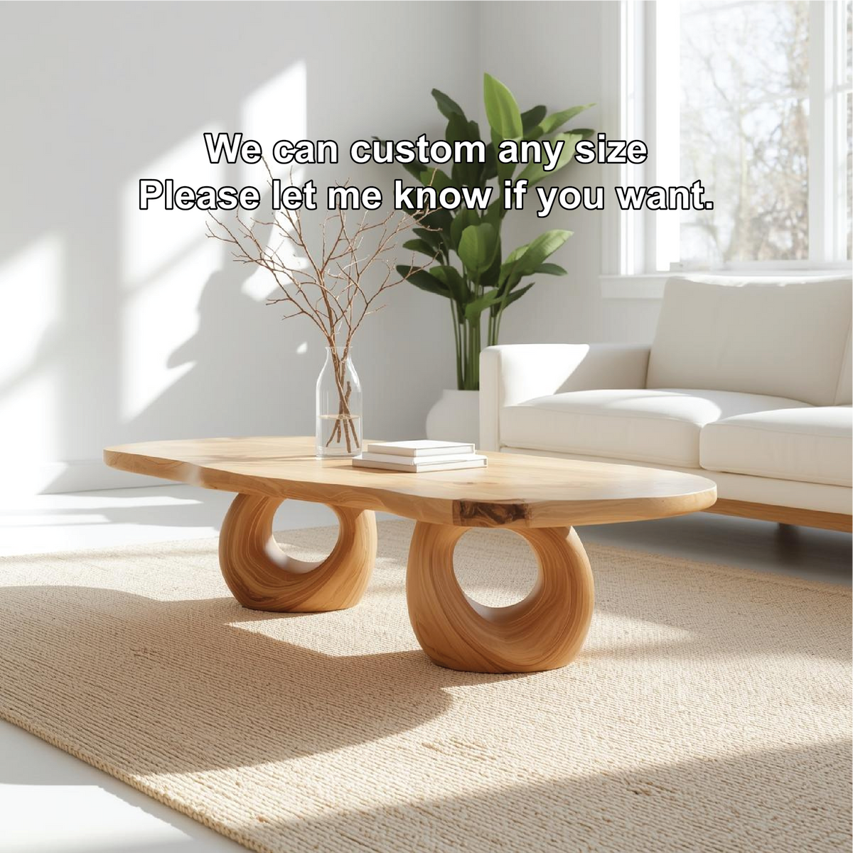 Handcrafted Solid Wood Coffee Table with Artistic Circular Base and Natural Smooth Finish - view 4 of 5