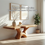 Handcrafted Solid Wood Console Table with Sculptural Base and Natural Grain Live Edge Design - view 4 of 5