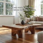 Handcrafted Solid Wood Coffee Table with Live Edge Top and Sculpted Block Legs Design - view 4 of 5