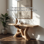 Handcrafted Solid Wood Console Table with Artistic Twisted Base and Natural Light Finish Design - view 4 of 5