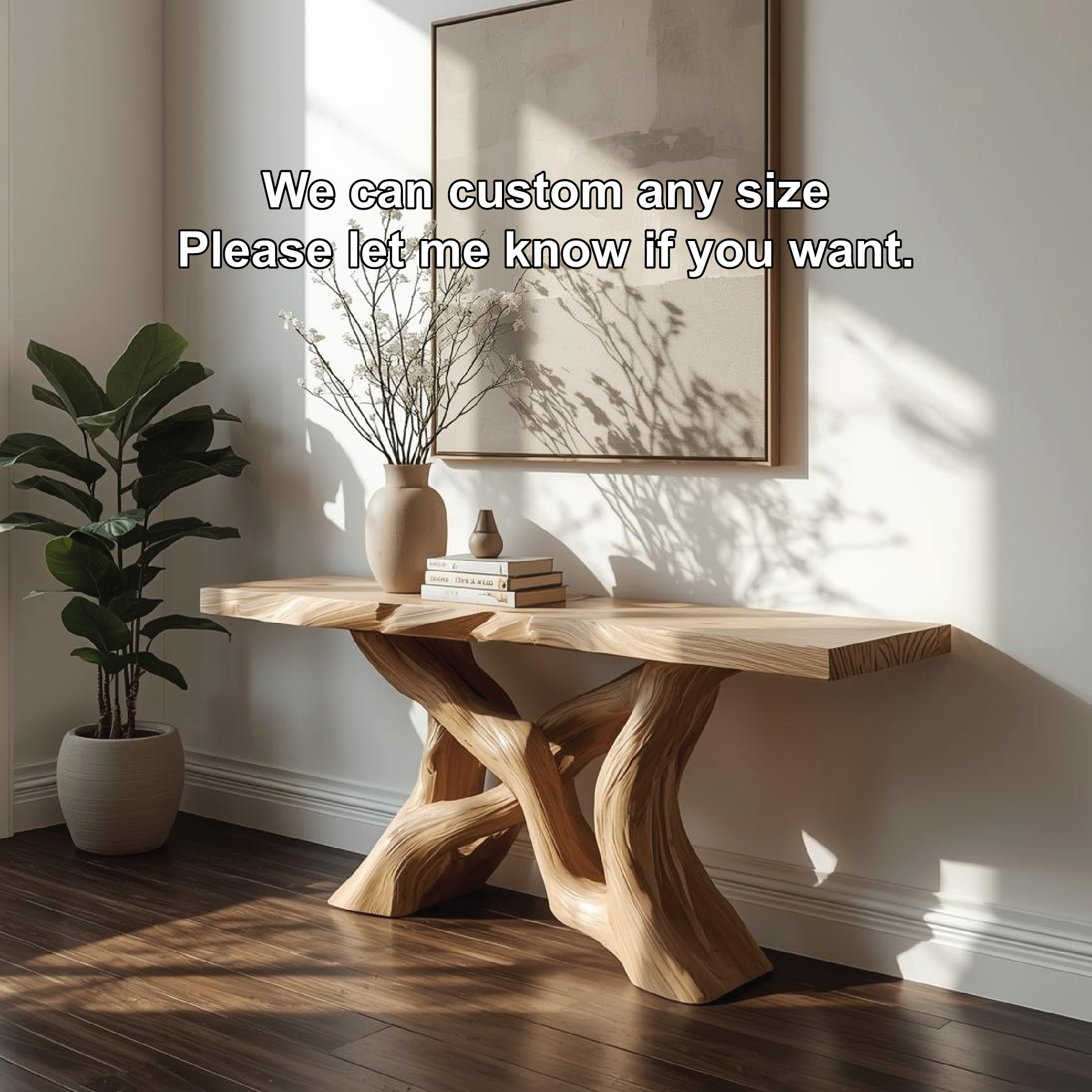 Handcrafted Solid Wood Console Table with Artistic Twisted Base and Natural Light Finish Design - view 4 of 5