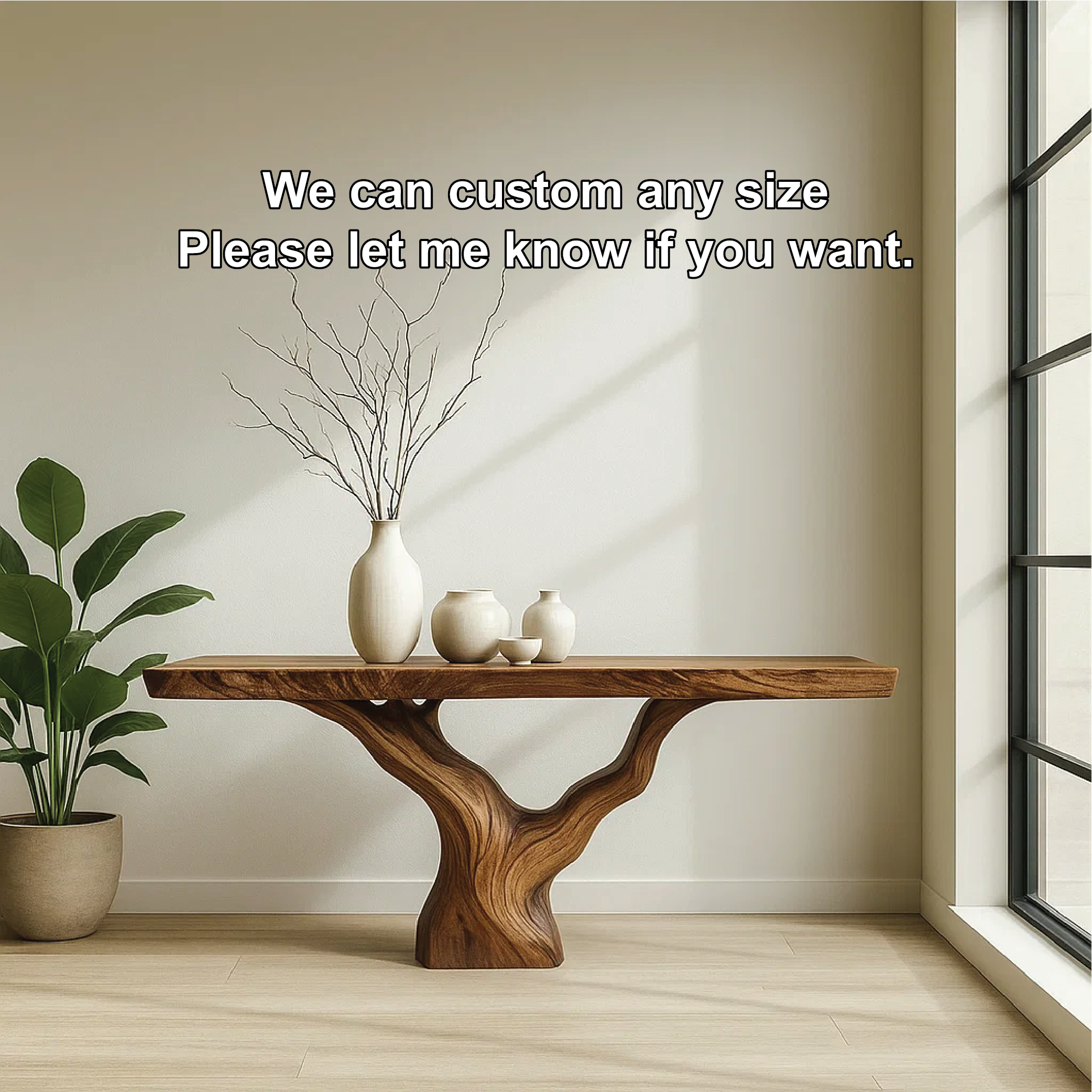 Handcrafted Solid Wood Tree Console Table with Natural Live Edge Design for Modern Homes - view 4 of 5