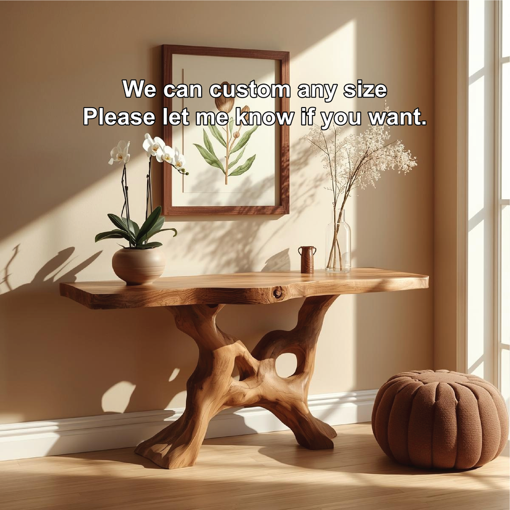 Handcrafted Solid Wood Console Table with Organic Root-Inspired Base and Natural Live Edge - view 4 of 5