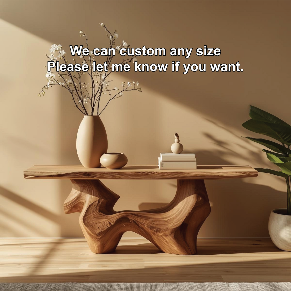 Handcrafted Solid Wood Console Table with Organic Curved Base and Natural Live Edge Design - view 4 of 5