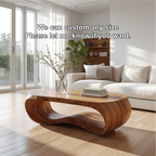 Handcrafted Solid Wood Coffee Table with Modern Curved Design and Natural Smooth Finish - view 4 of 5