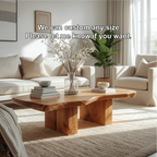 Handcrafted Solid Wood Coffee Table with Live Edge Design and Minimalist Block Base - view 4 of 5