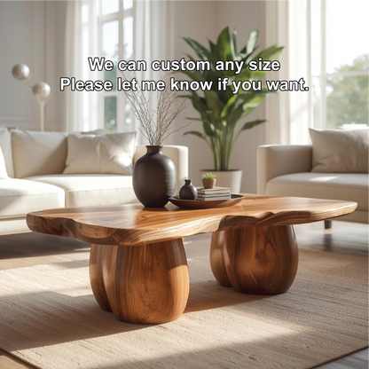 Handcrafted Solid Wood Coffee Table with Organic Curved Legs and Natural Live Edge Design - view 4 of 5