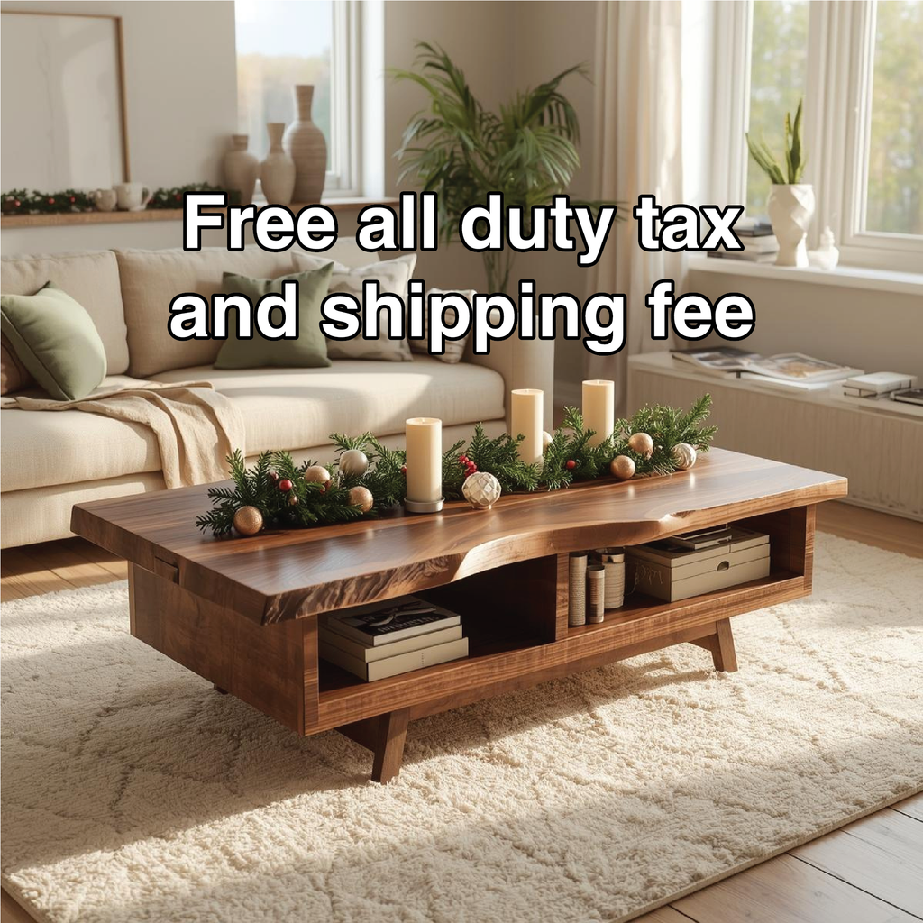 Handcrafted Solid Wood Coffee Table with Live Edge Top and Open Storage for Cozy Living Rooms - view 5 of 5