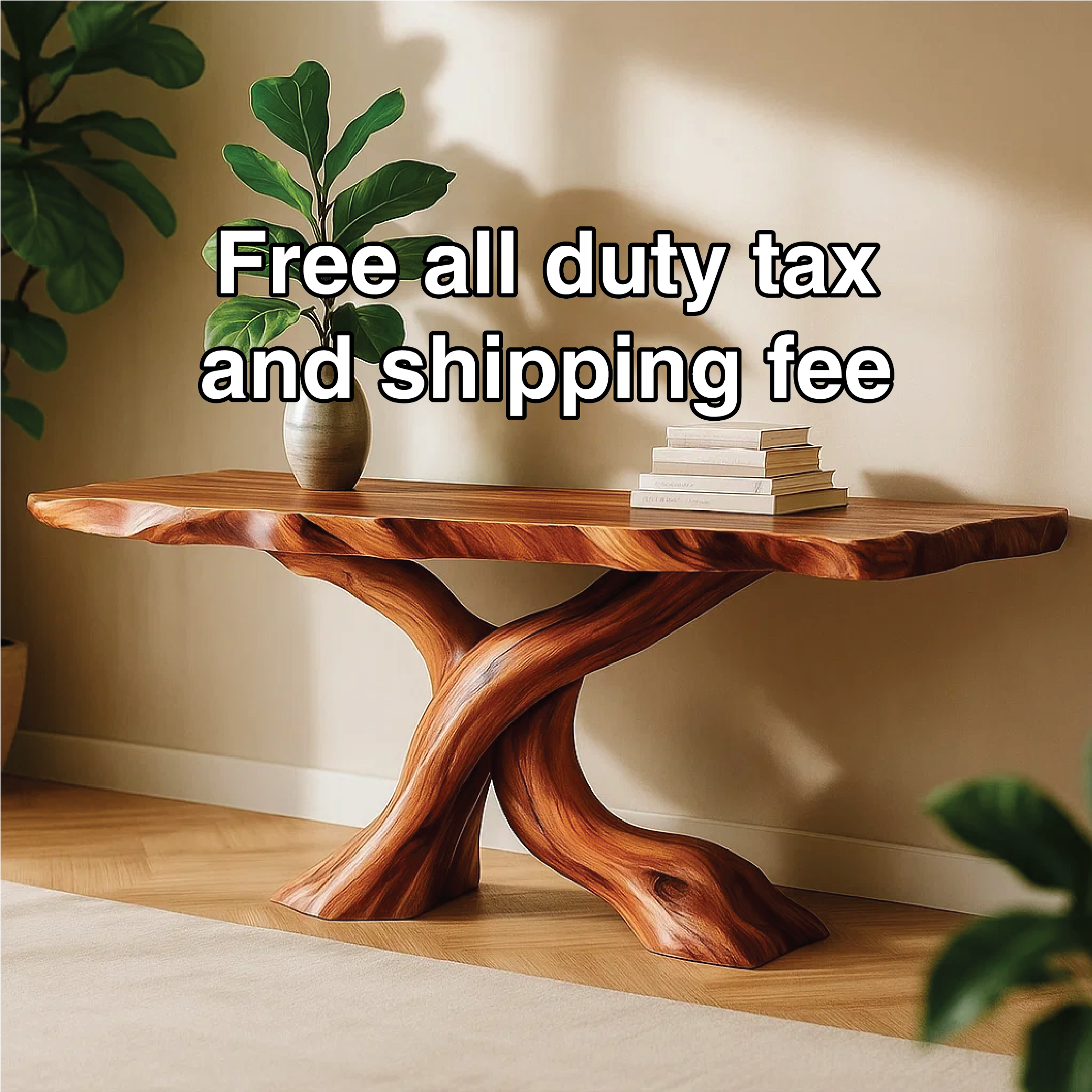 Handcrafted Solid Wood Tree Console Table with Twisted Base Design for Natural Modern Interiors - view 5 of 5