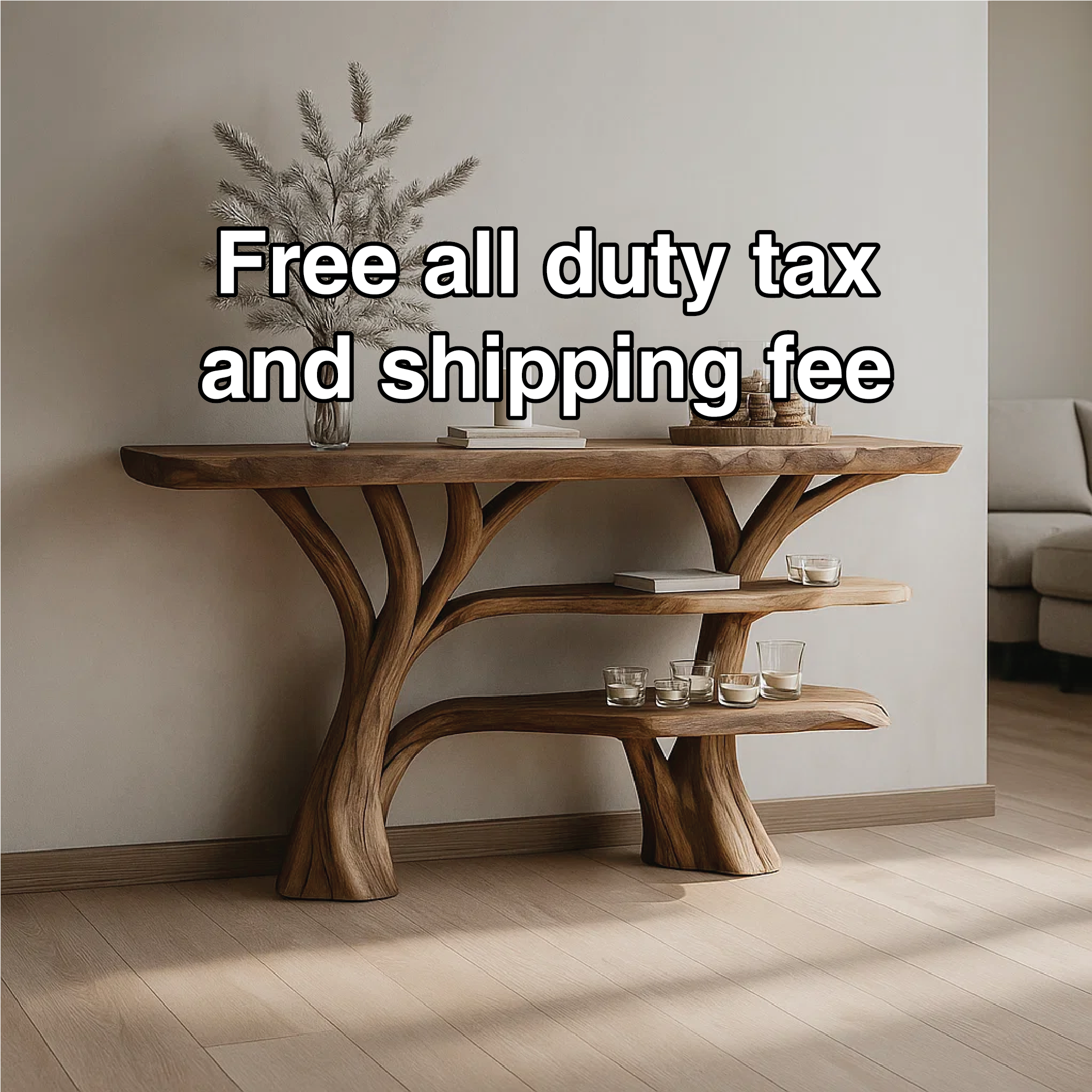 Handcrafted Solid Wood Tree Console Table with Multi-Tier Organic Design for Modern Interiors - view 5 of 5