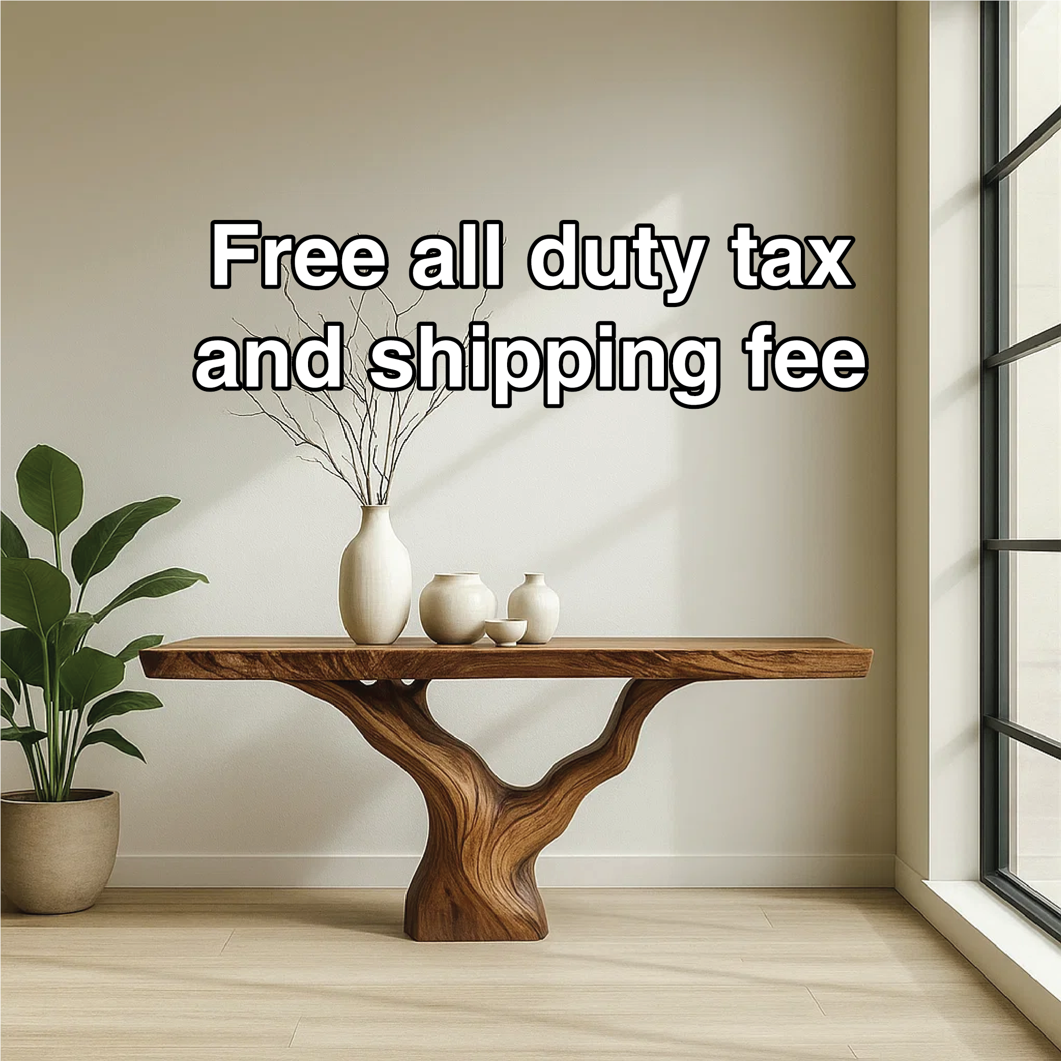 Handcrafted Solid Wood Tree Console Table with Natural Live Edge Design for Modern Homes - view 5 of 5
