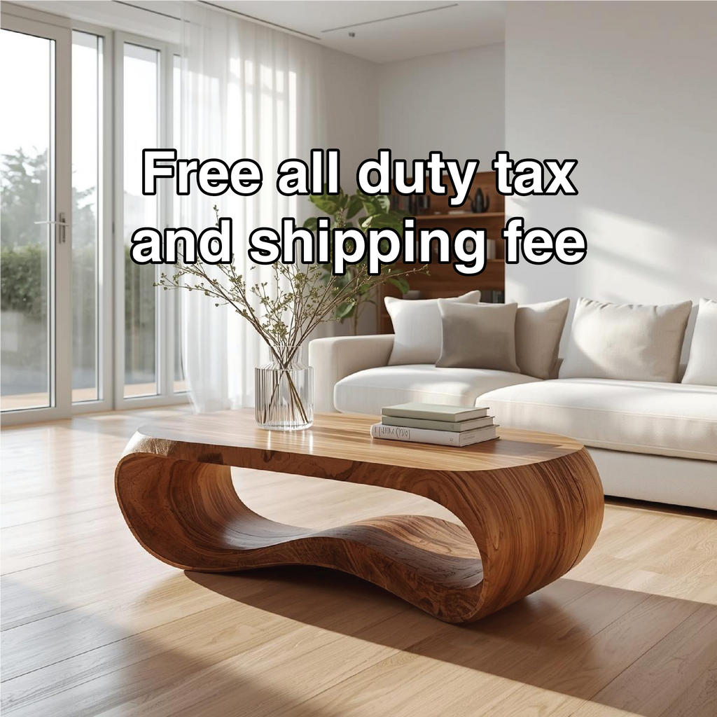 Handcrafted Solid Wood Coffee Table with Modern Curved Design and Natural Smooth Finish - view 5 of 5