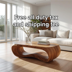 Handcrafted Solid Wood Coffee Table with Modern Curved Design and Natural Smooth Finish - view 5 of 5