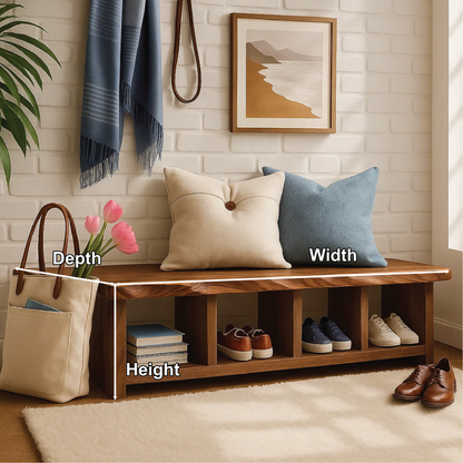 Handcrafted Entryway Bench – Solid Wood Shoe Storage Bench with Open Compartments for Rustic Hallway or Mudroom - view 2 of 7
