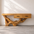 Rustic Solid Wood Console Table With Drawers, Tree Root Base Entryway Hallway Furniture - view 1 of 7