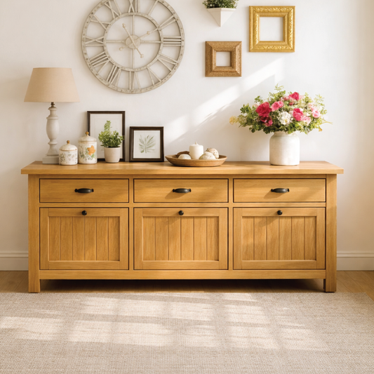 Solid Wood Sideboard Console Table with Drawers and Cabinet, Farmhouse Wood Buffet Storage Cabinet - view 1 of 7