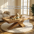 Rustic Solid Wood Coffee Table with X-shaped Legs and Natural Finish - view 6 of 7