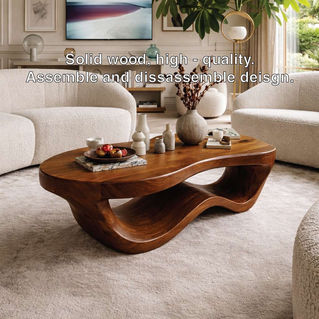 Modern Wooden Coffee Table with Elegant Curved Design - view 6 of 7