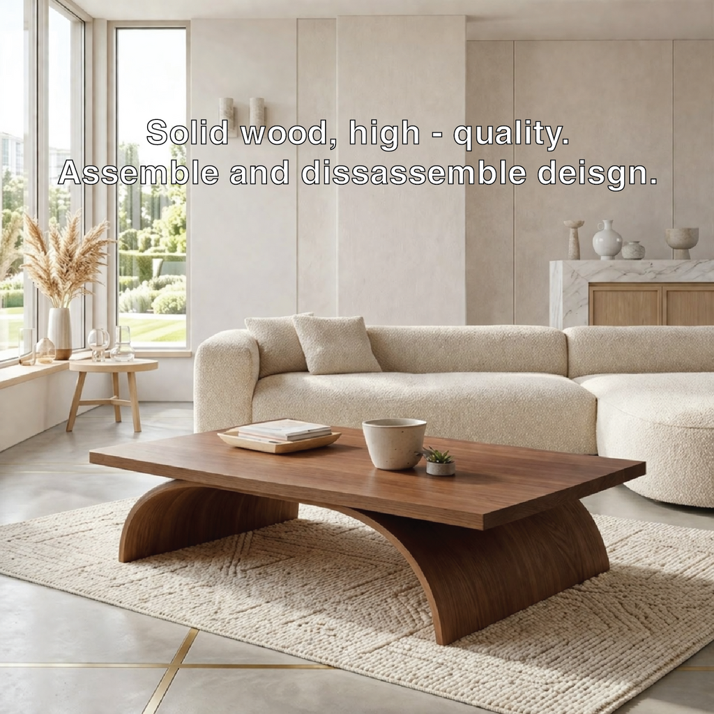Modern Sculptural Coffee Table with Curved Base, Minimalist Living Room Centerpiece - view 5 of 7