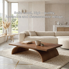 Modern Sculptural Coffee Table with Curved Base, Minimalist Living Room Centerpiece - view 5 of 7